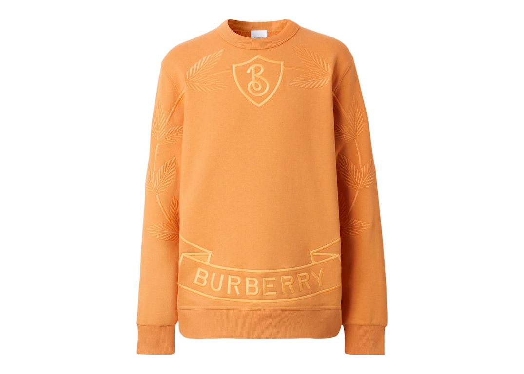Pre-owned Burberry Embroidered Oak Leaf Crest Cotton Sweatshirt Dusty Orange