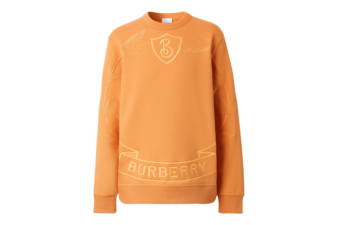 Pre-owned Burberry Embroidered Oak Leaf Crest Cotton Sweatshirt Dusty Orange