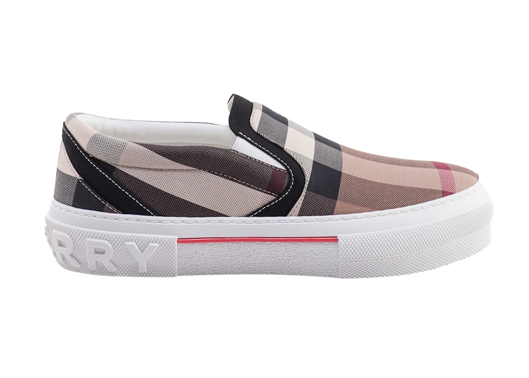 Pre-owned Burberry Exaggerared Check Slip On Birch Brown In Brown/black/red