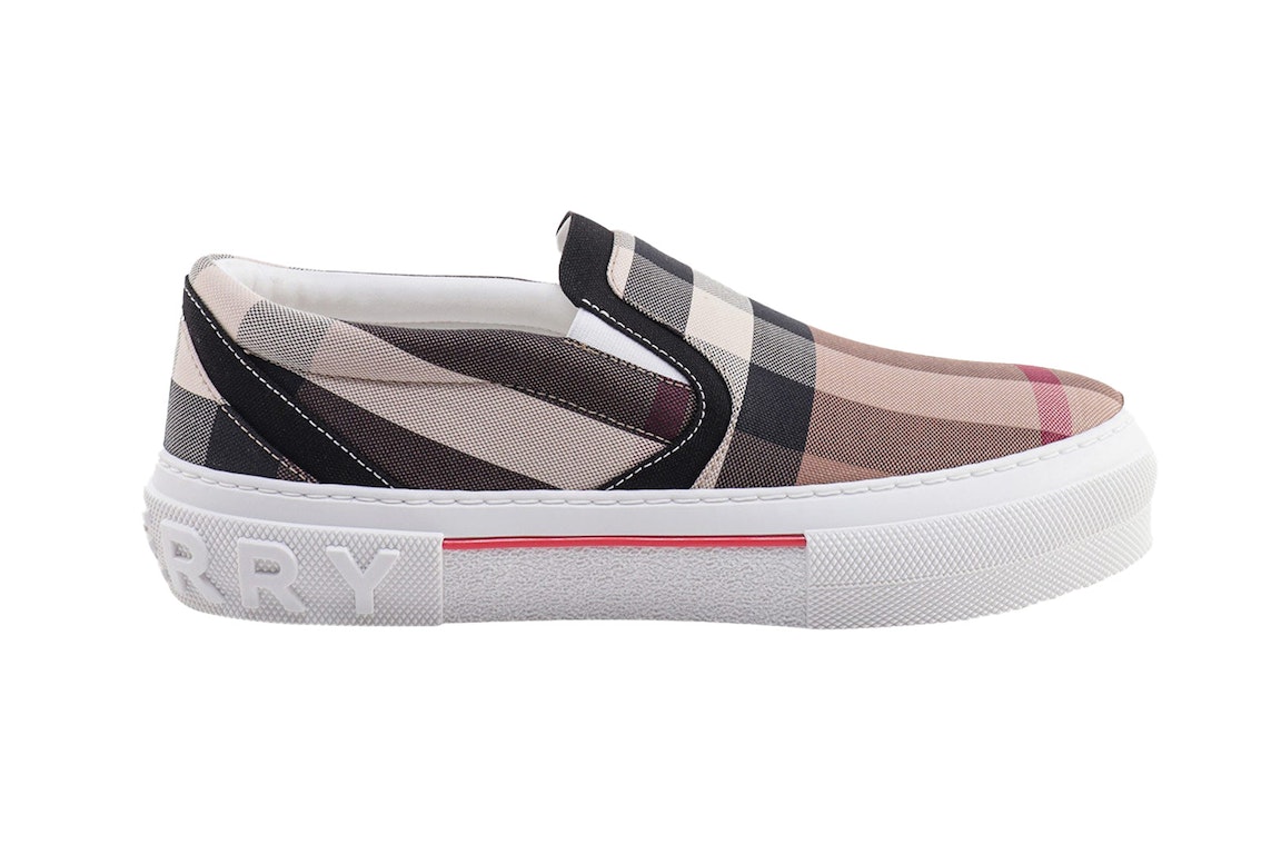 Pre-owned Burberry Exaggerared Check Slip On Birch Brown In Brown/black/red