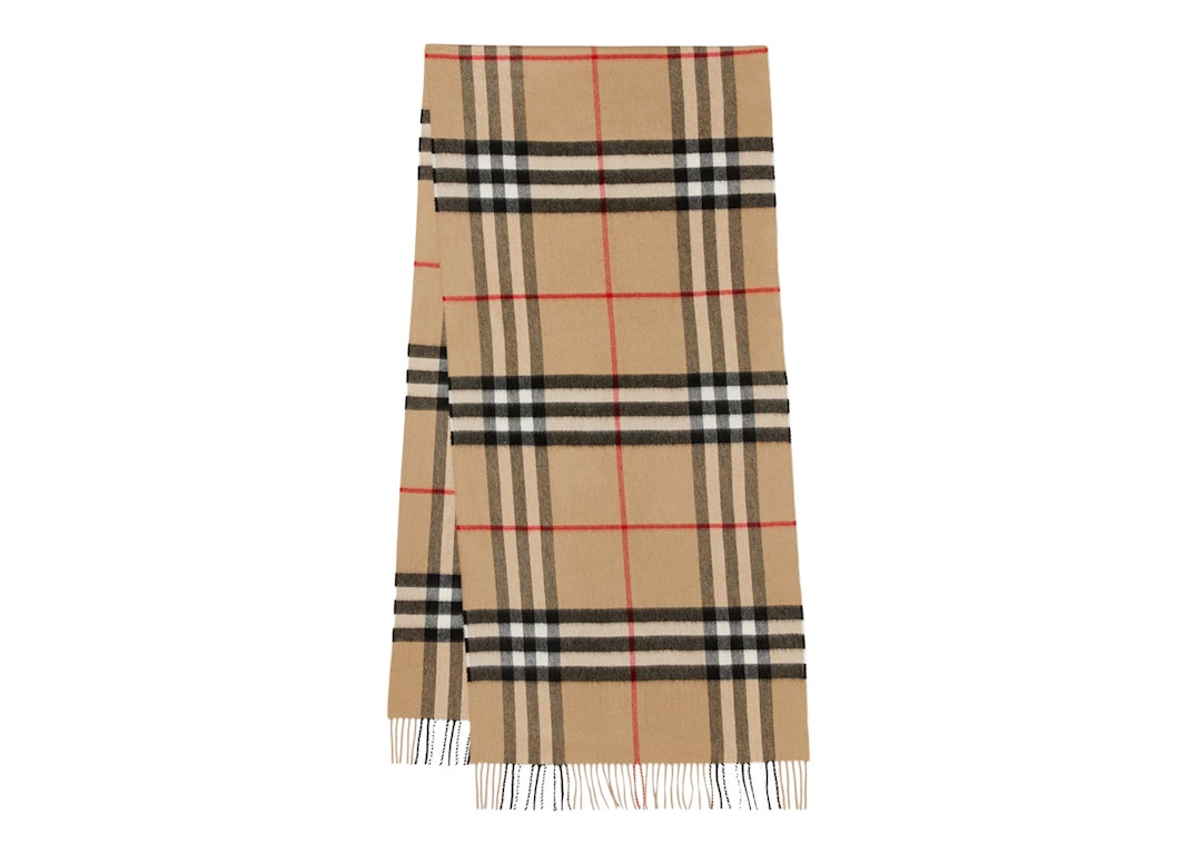 Pre-owned Burberry Exaggerated Check Cashmere Scarf Archive Beige
