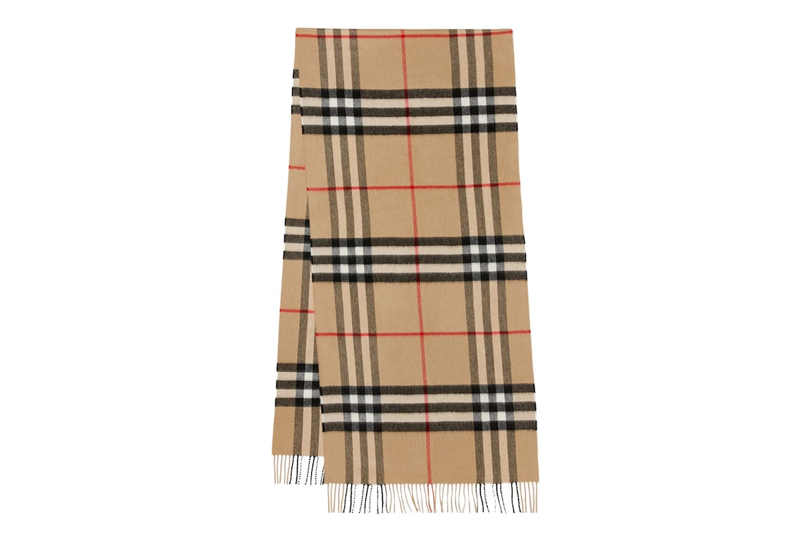 Pre-owned Burberry Exaggerated Check Cashmere Scarf Archive Beige