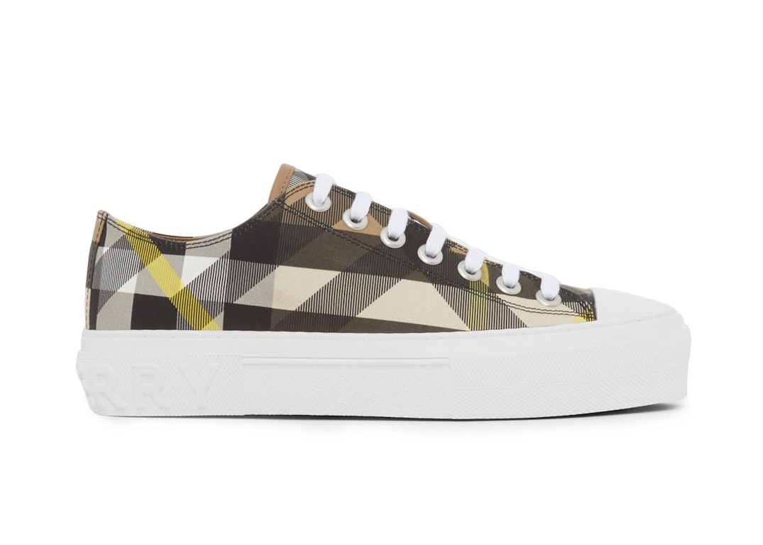 Pre-owned Burberry Exaggerated Check Cotton Sneakers Wheat (women's) In Wheat/white