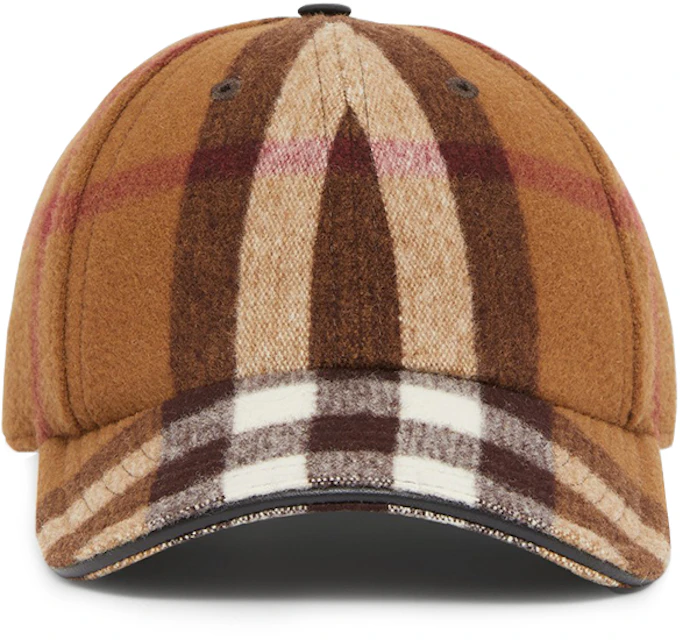 Burberry Exaggerated Check Wool Baseball Cap Birch Brown - SS23 - US
