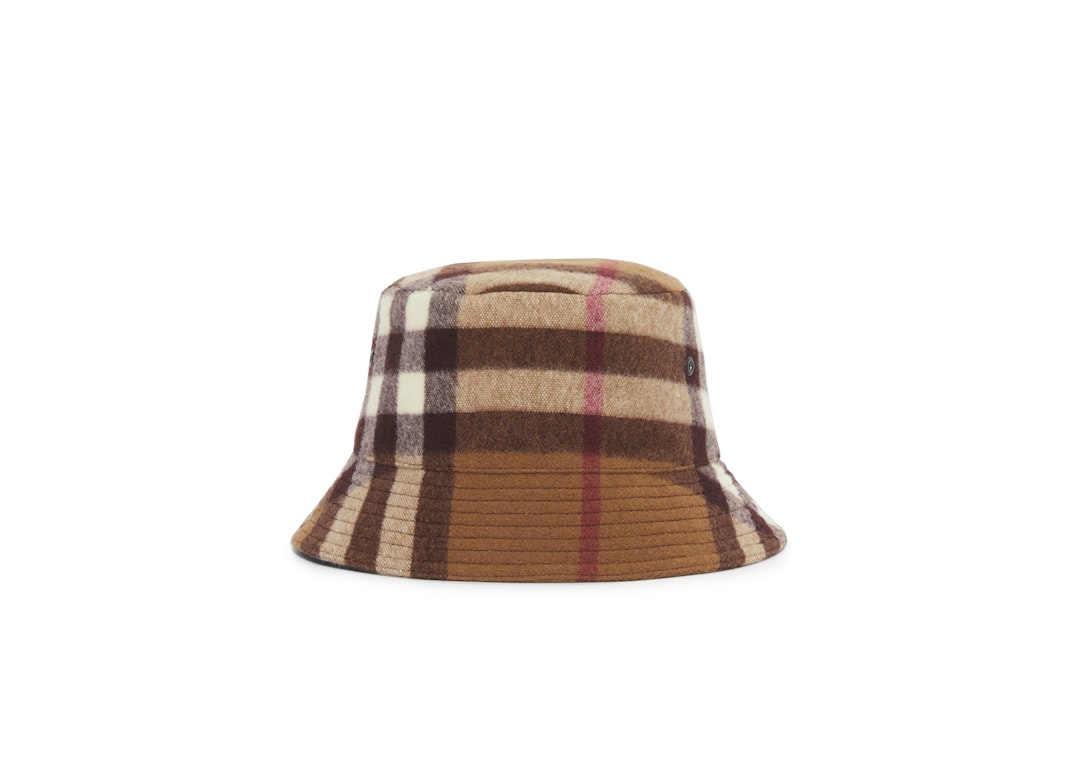 Pre-owned Burberry Exaggerated Check Wool Baseball Hat Birch Brown