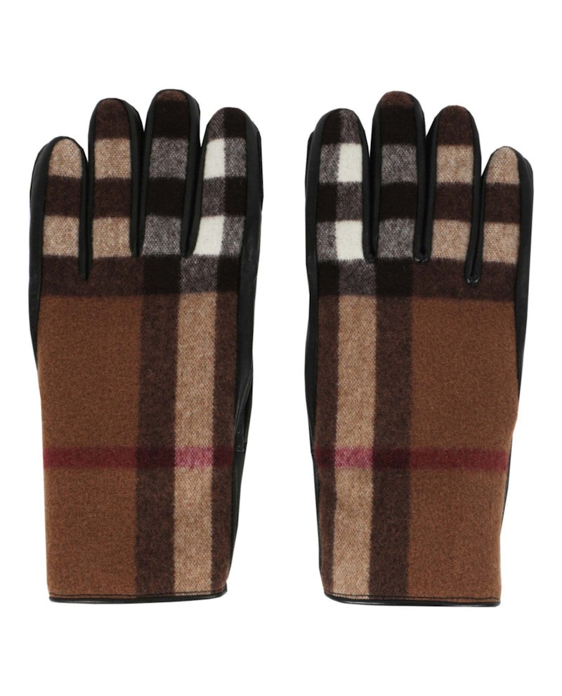 Pre-owned Burberry Exploded Check Print Gloves In Brown