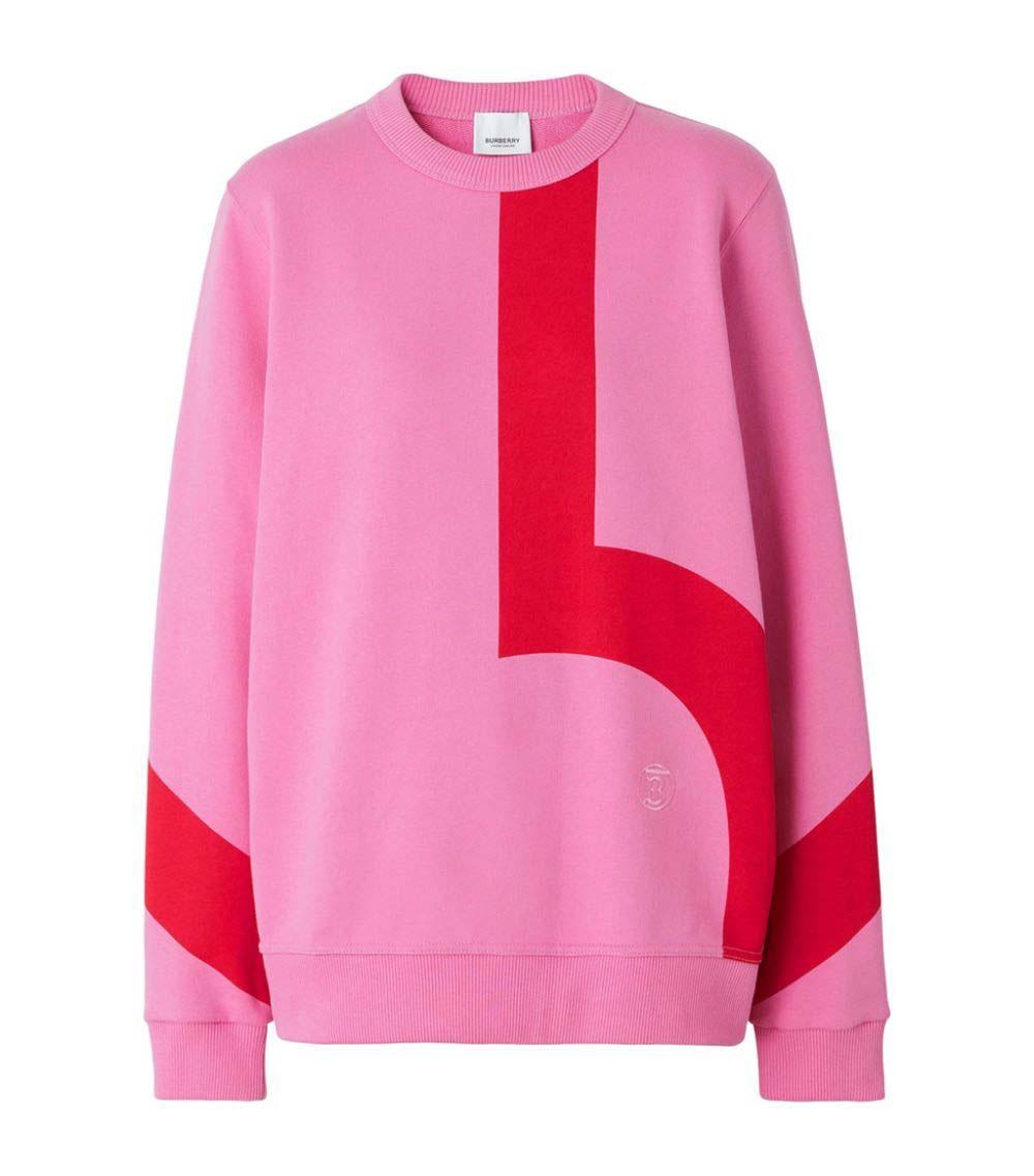 Burberry Fairhall Flag Print Cotton Sweatshirt Primrose Pink US