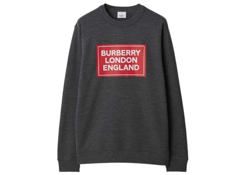 Burberry Fawson Logo Print Crew Sweater Dark Grey Hombre MX