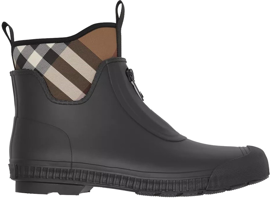 Vintage Check Detail Leather Chelsea Boots in Black/birch Brown - Men
