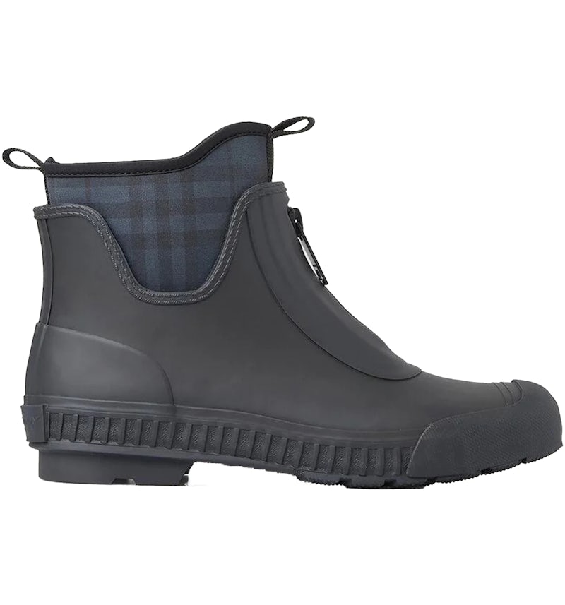 Burberry Flinton Rain Boots Black Charcoal Rubber (Women's