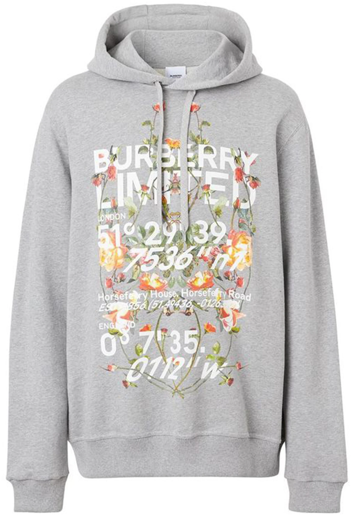Burberry Floral Montage Print Hoodie Grey/Melange - US