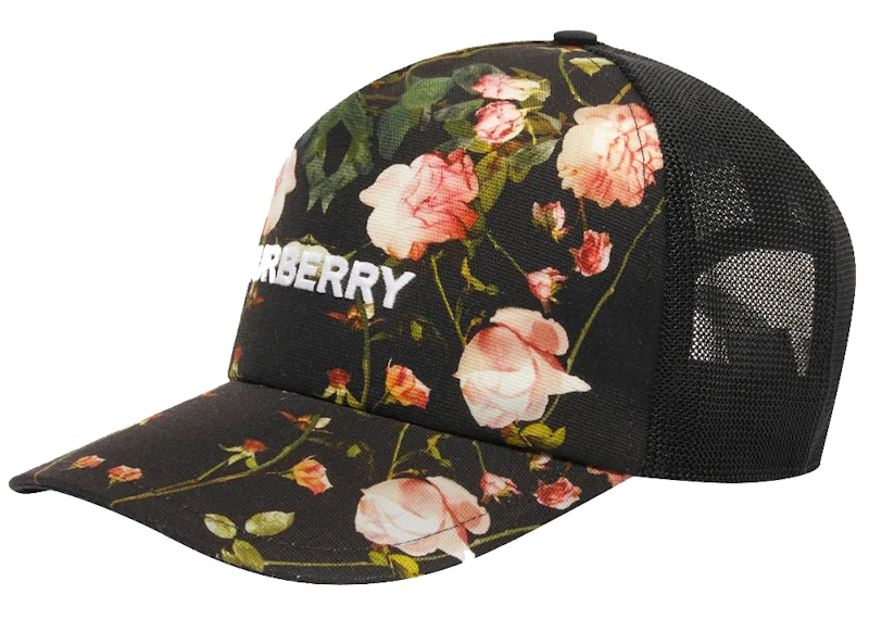 Burberry Floral Trucker Cap Black in Nylon - US