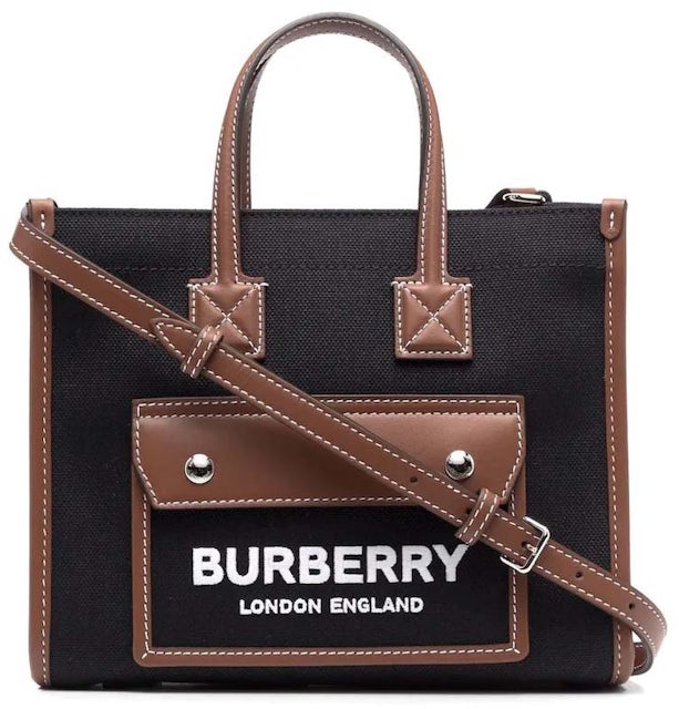 Burberry Society Tote Bag Large White/Black in Cotton - US