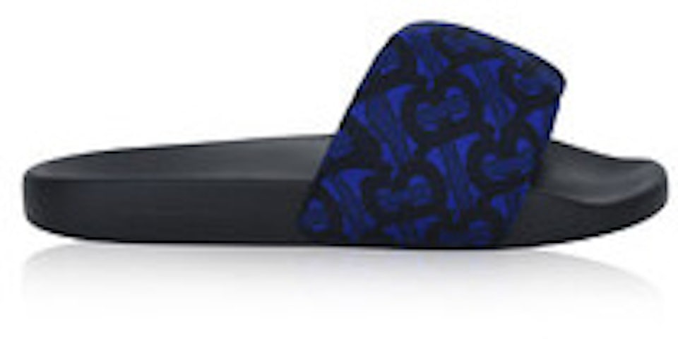 Burberry Furley Monogram Slides Deep Royal Blue Men's - 8048585 - US