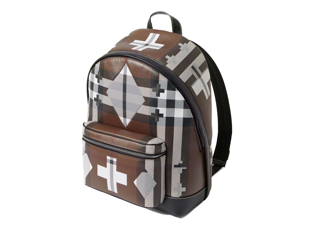 Pre-owned Burberry Geometric Check Backpack Brown