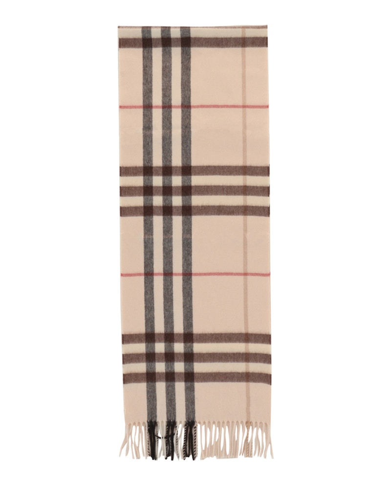 Pre-owned Burberry Women's  Giant Check Cashmere Scarf In Alabaster