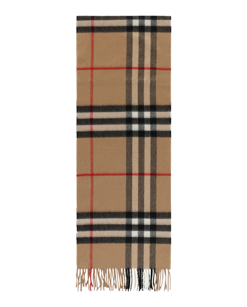 Pre-owned Burberry Women's  Giant Check Cashmere Scarf In Beige