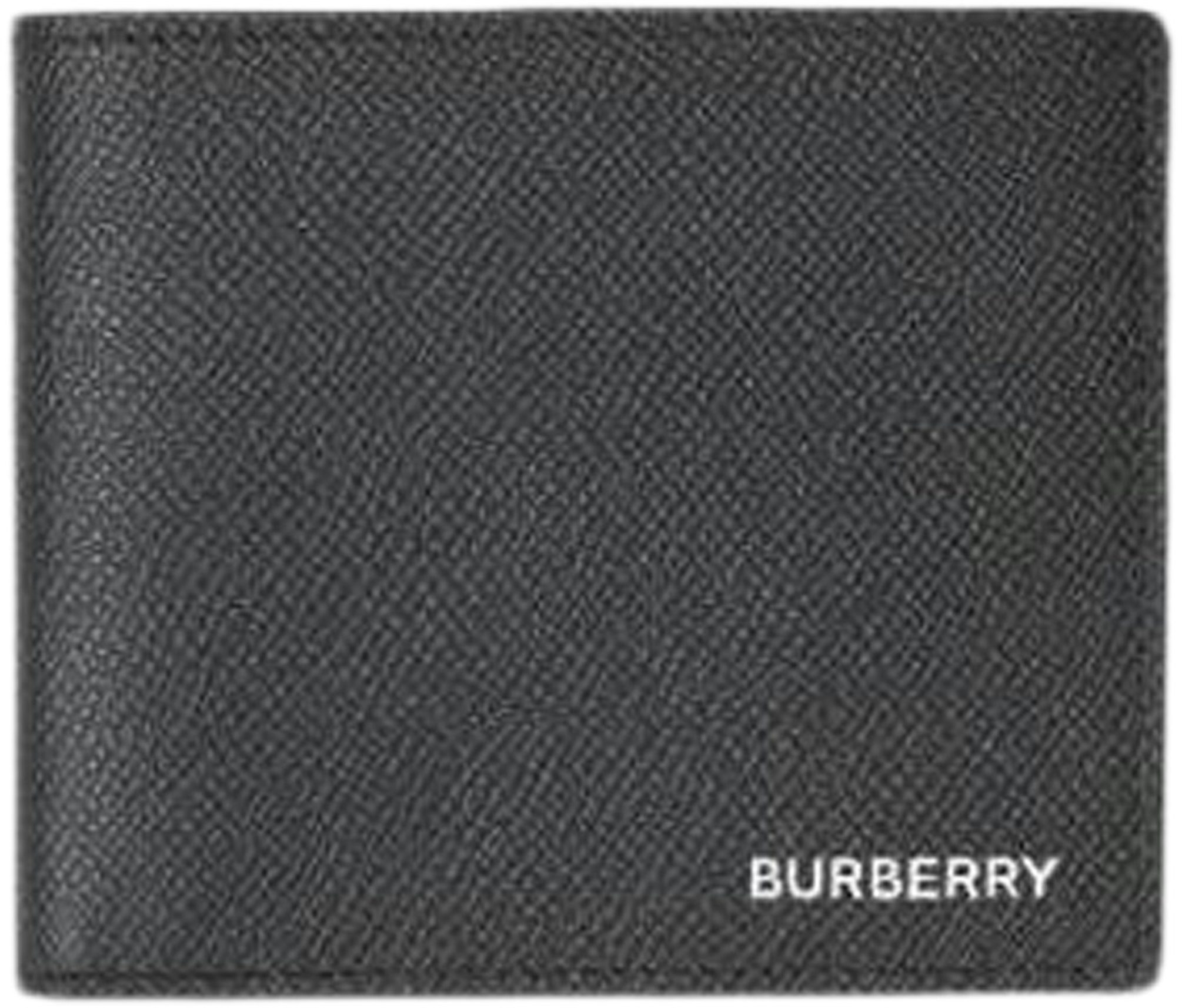 Burberry Grained Leather Bifold Wallet Mineral Blue