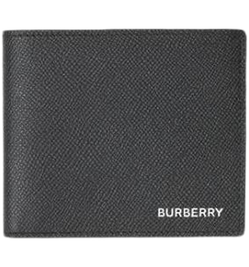 Burberry Grainy Leather International Bifold Wallet Black in Calfskin