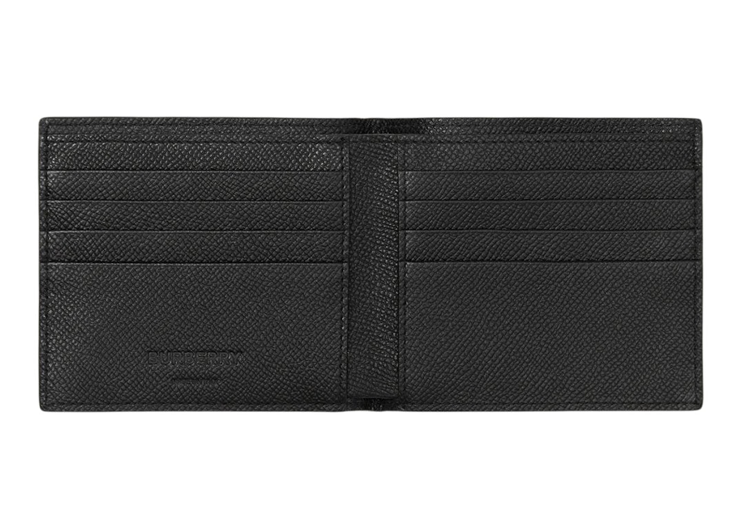 Pre-owned Burberry Grainy Leather Tb Bifold Wallet Black/silver-tone