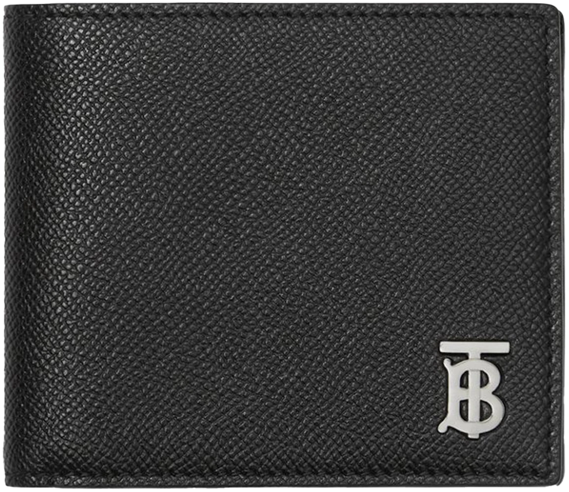 Burberry Grainy Leather TB Bifold Wallet Black/Silver-tone in