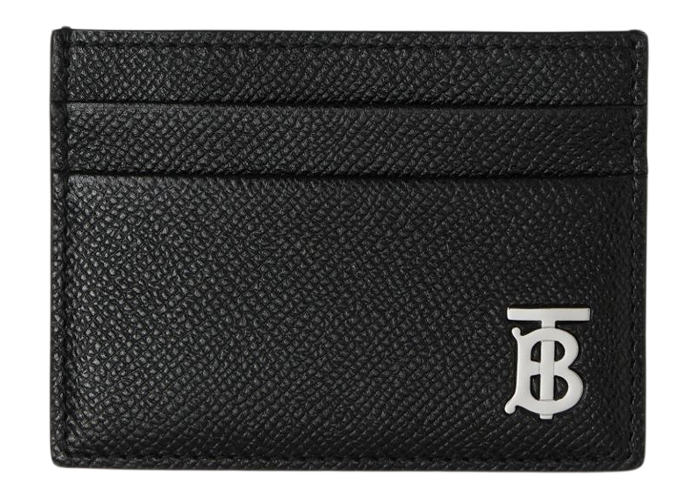 Burberry Grainy Leather TB Card Case Black/Silver-tone in Calfskin