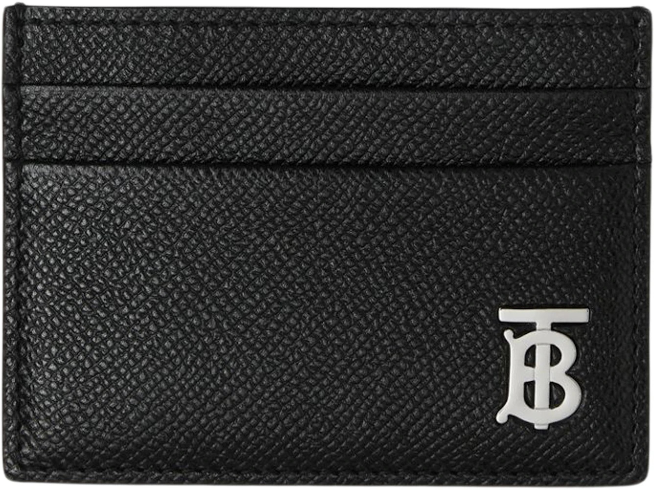Burberry Icon Stripe Print Grainy Leather Card Case, Black