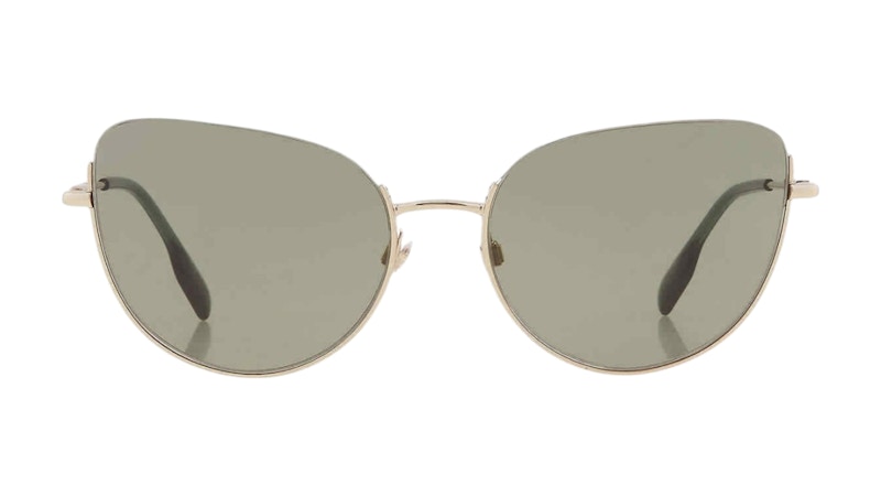 BURBERRY Pre-owned Women's Harper Green Lens Sunglasses In Gold