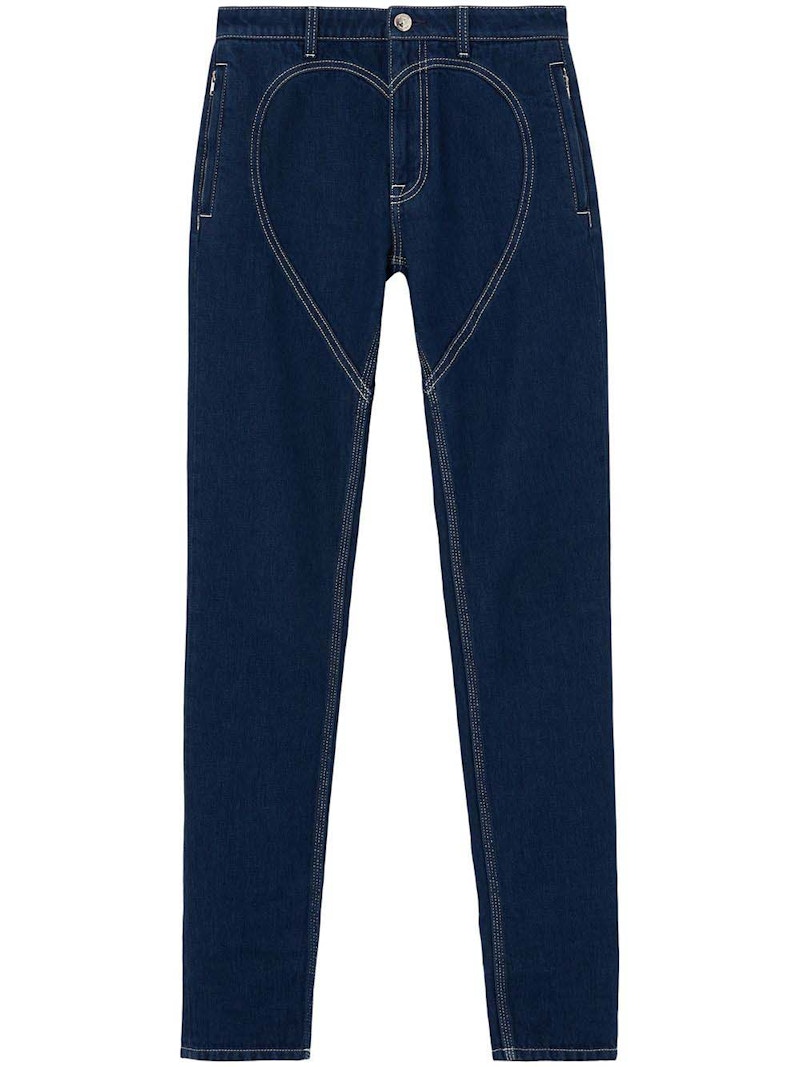 Burberry Heart Stitched Straight Leg Jeans Blue - IT