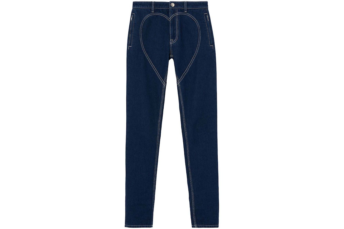 Pre-owned Burberry Heart Stitched Straight Leg Jeans Blue