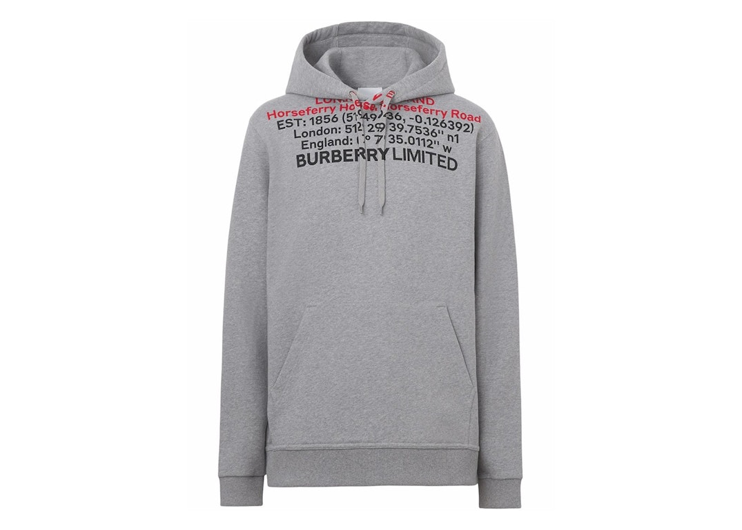 Pre-owned Burberry Horseferry Location Print Hoodie Gray