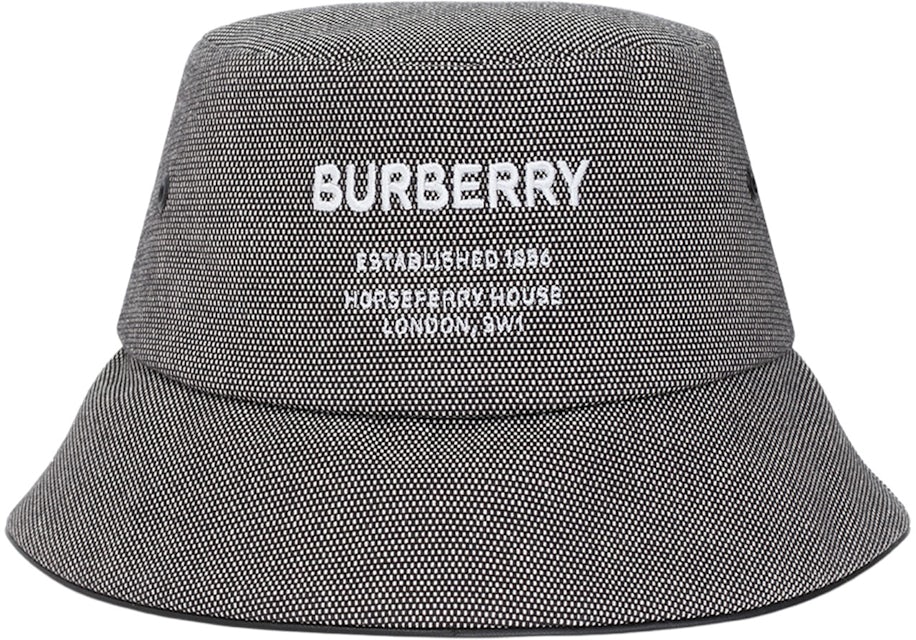 Burberry White/Blue TB Monogram Print Cotton Bucket Hat Burberry