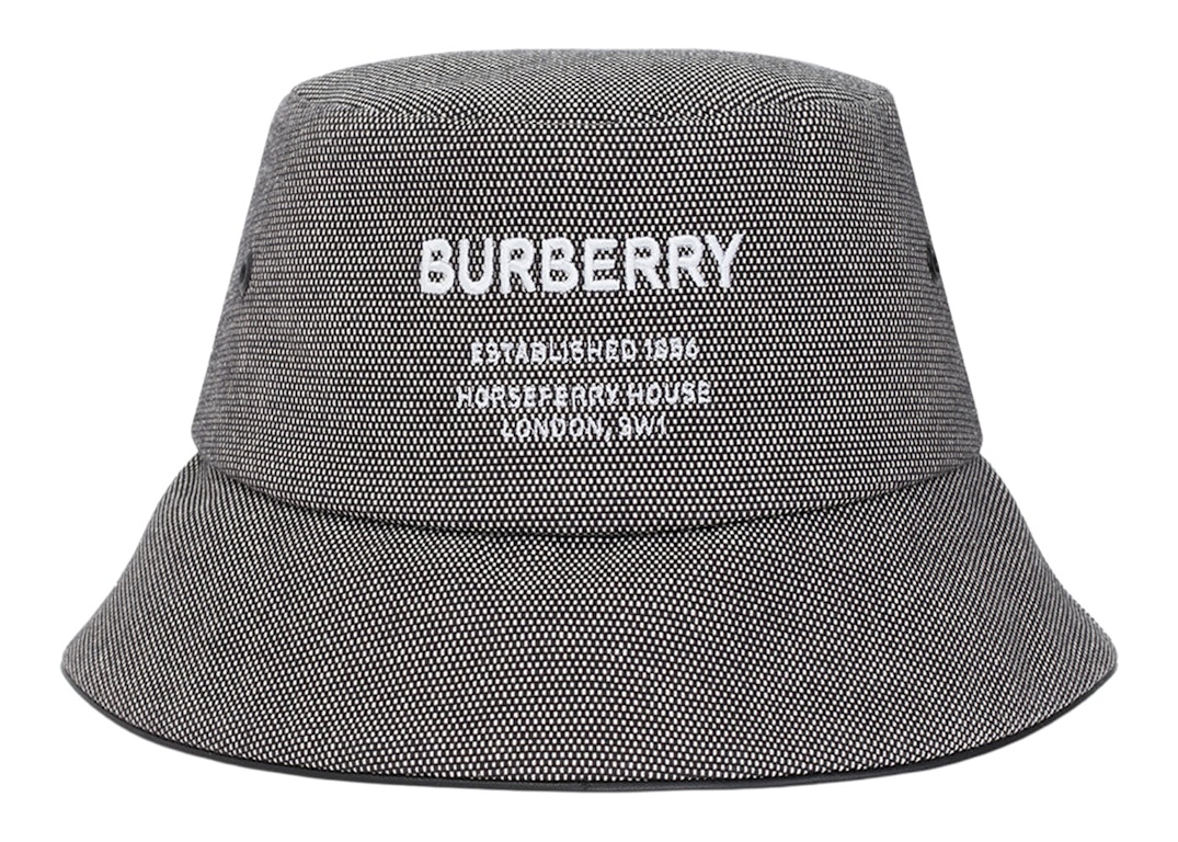 Pre-owned Burberry Horseferry Motif Bucket Hat Gray