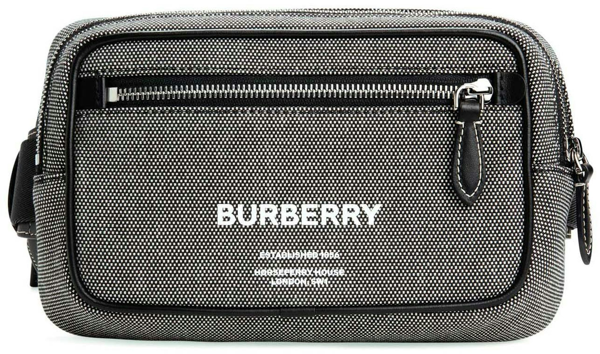 Burberry Birch Brown Canvas Check-Print Belt Bag Crossbody ~NEW