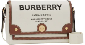 Burberry Horseferry Print Canvas Note Crossbody Bag Natural/Tan