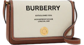 Burberry Horseferry Print Canvas and Leather Note Bag Mini Natural/Tan