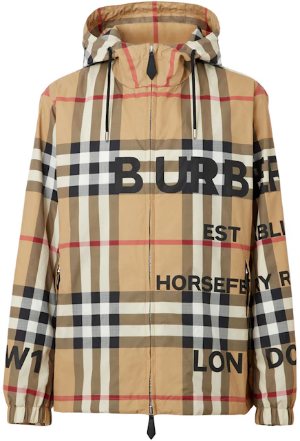 Burberry Horseferry Print Check Nylon Hooded Jacket Archive Beige - US