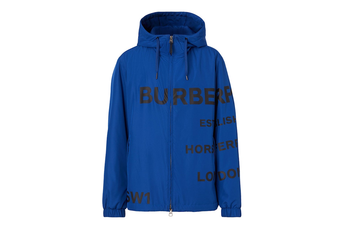 Pre-owned Burberry Horseferry Print Check Nylon Hooded Jacket Deep Royal Blue