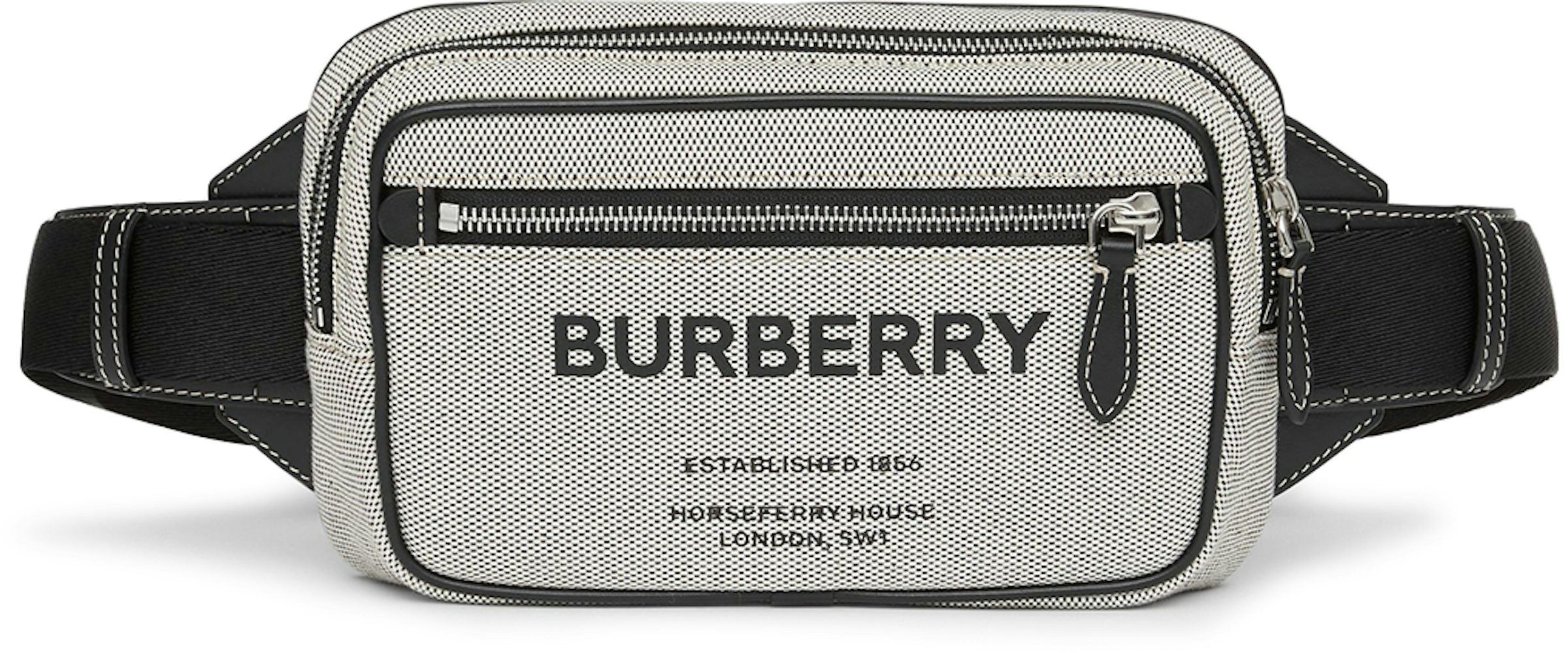 Burberry Horseferry Print Cotton Canvas Bum Bag Grey/Black