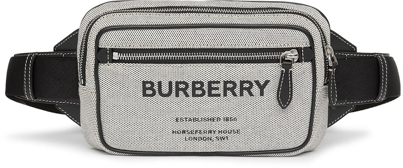 Burberry Horseferry Print Cotton Canvas Bum Bag Grey/Black in