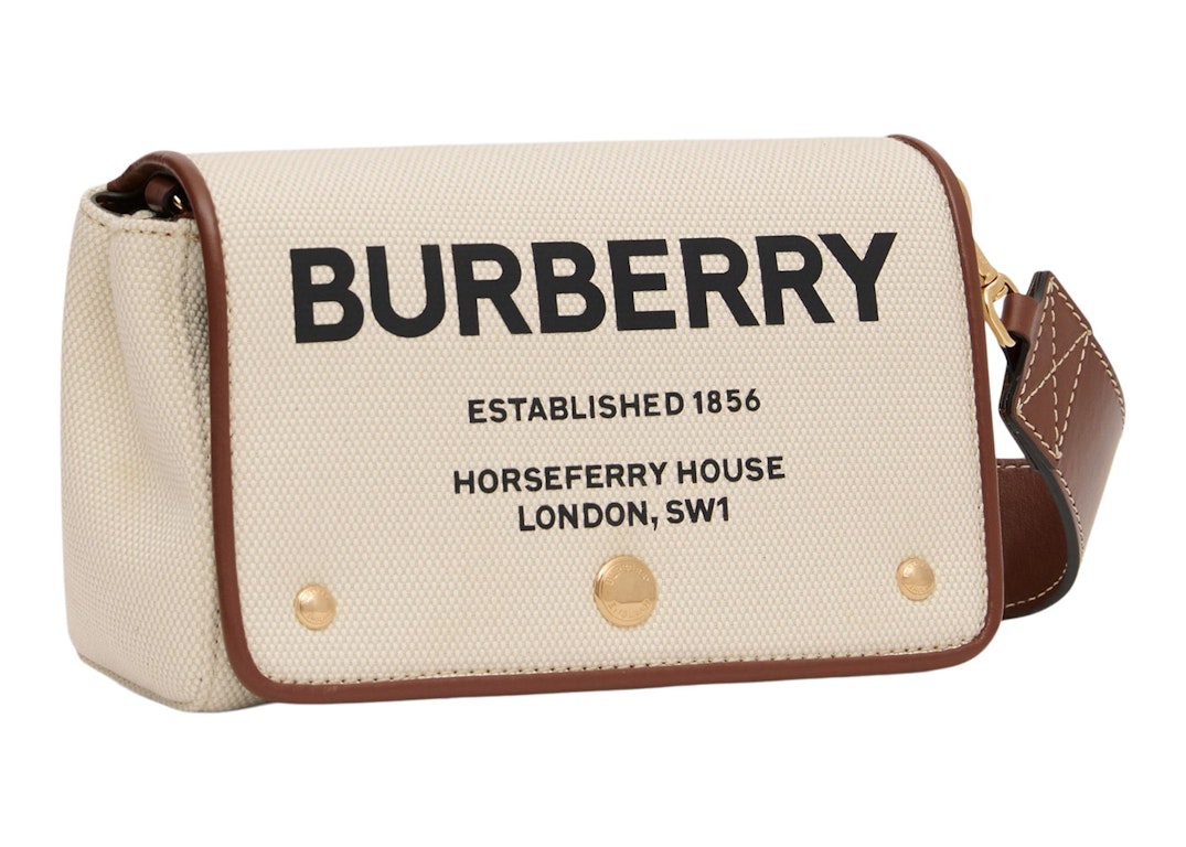 Pre-owned Burberry Horseferry Print Cotton Canvas Crossbody Bag Small Natural/tan