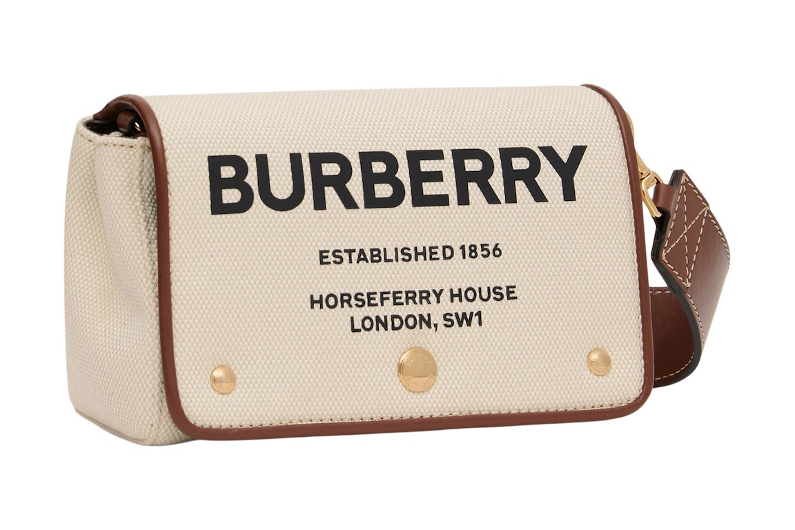 Pre-owned Burberry Horseferry Print Cotton Canvas Crossbody Bag Small Natural/tan