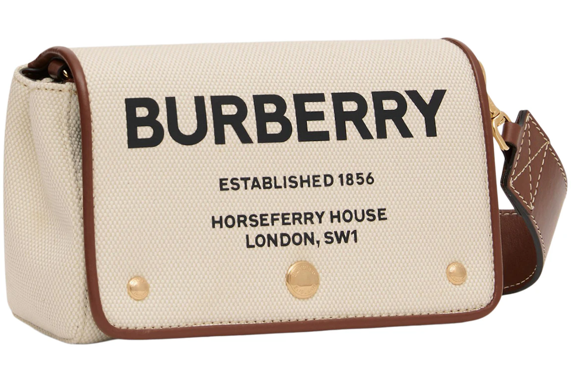 Burberry Horseferry Print Cotton Canvas Crossbody Bag Small Natural/Tan