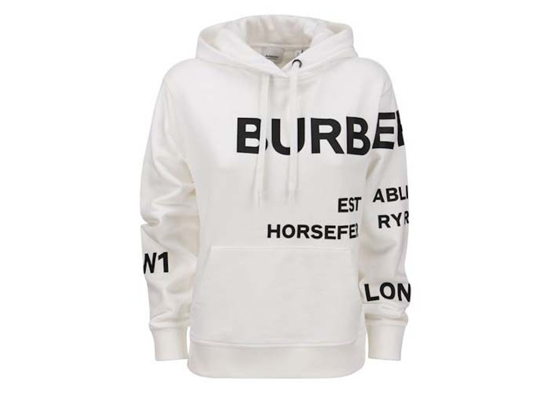Pre-owned Burberry Horseferry Print Cotton Oversized Hoodie White
