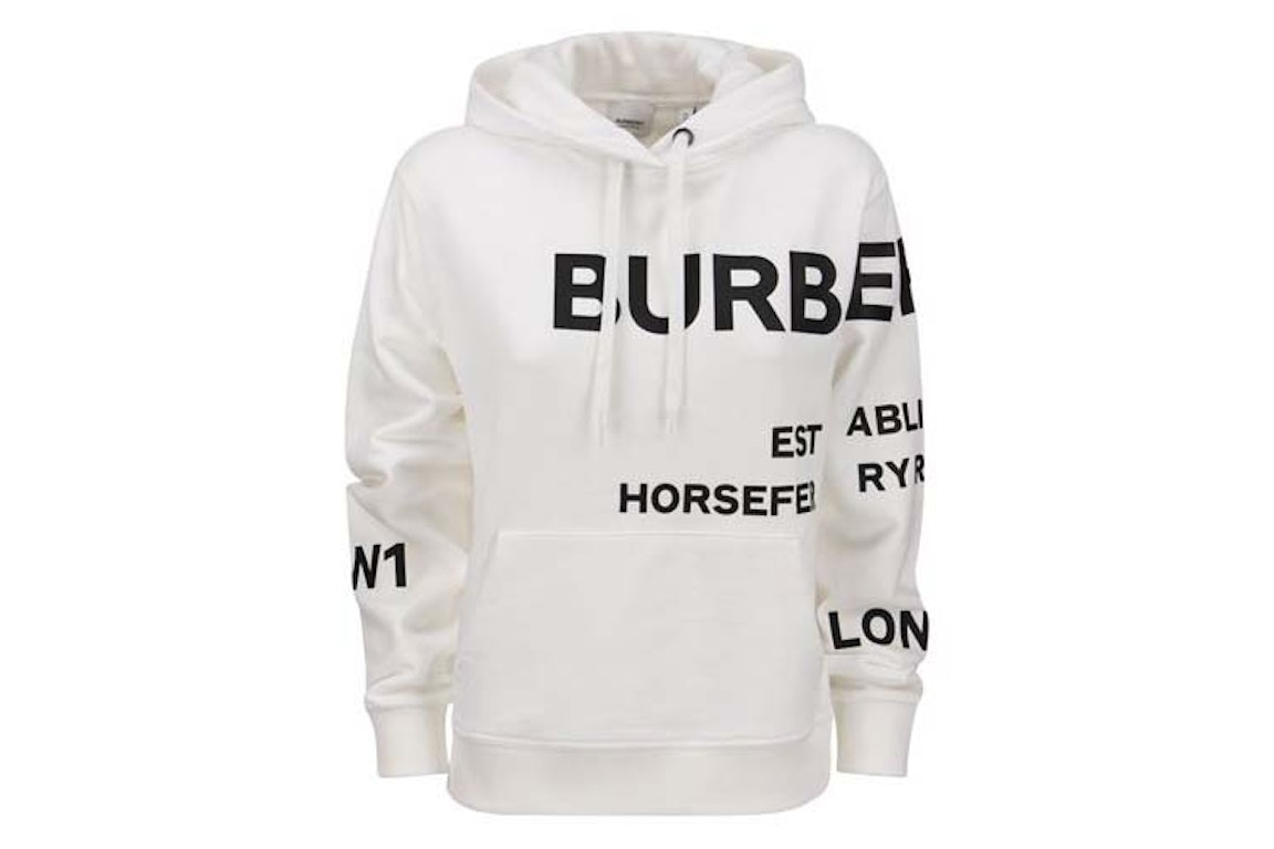 Pre-owned Burberry Horseferry Print Cotton Oversized Hoodie White