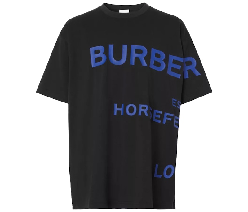 Burberry Horseferry Print Cotton Oversized T-shirt Black Blue