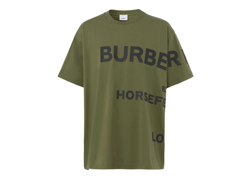 Burberry Horseferry Print Cotton Oversized T shirt Olive Black