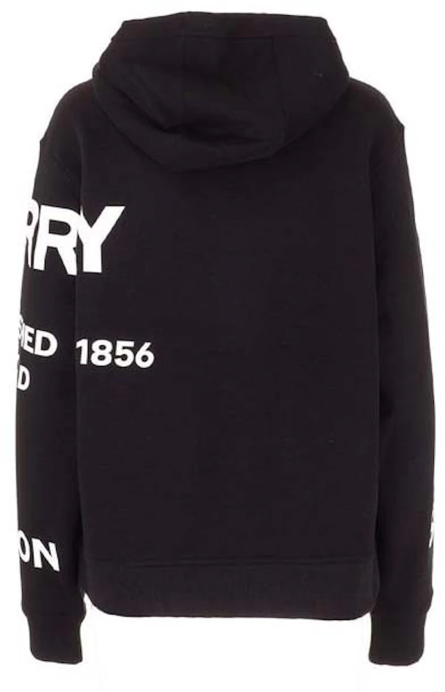 Burberry Logo Printed Drawstring Hoodie in Black for Men