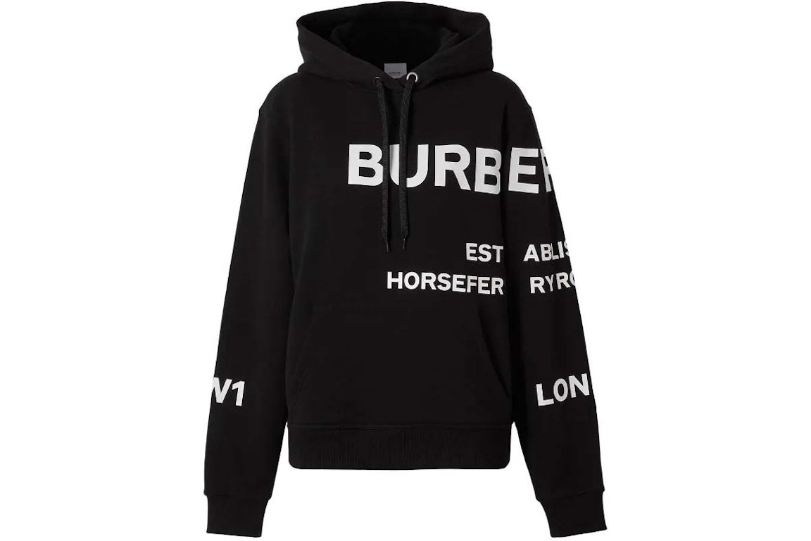Pre-owned Burberry Horseferry Print Oversized Cotton Drawstring Hoodie Black