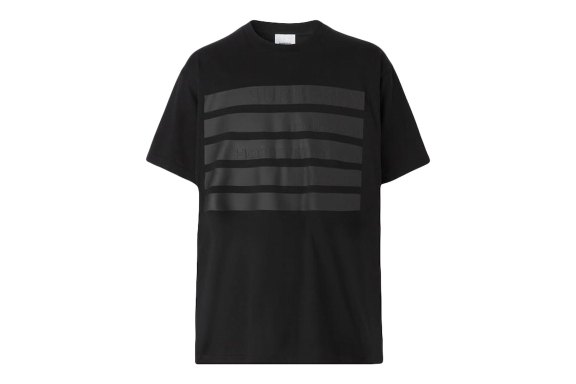 Pre-owned Burberry Horseferry Stripe Print Cotton Oversized T-shirt Black
